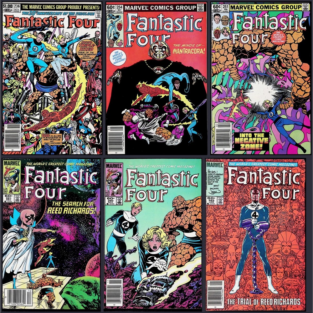 Fantastic Four 6X Comic Lot #236 251 254 260 261 262 Newsstand Marvel
